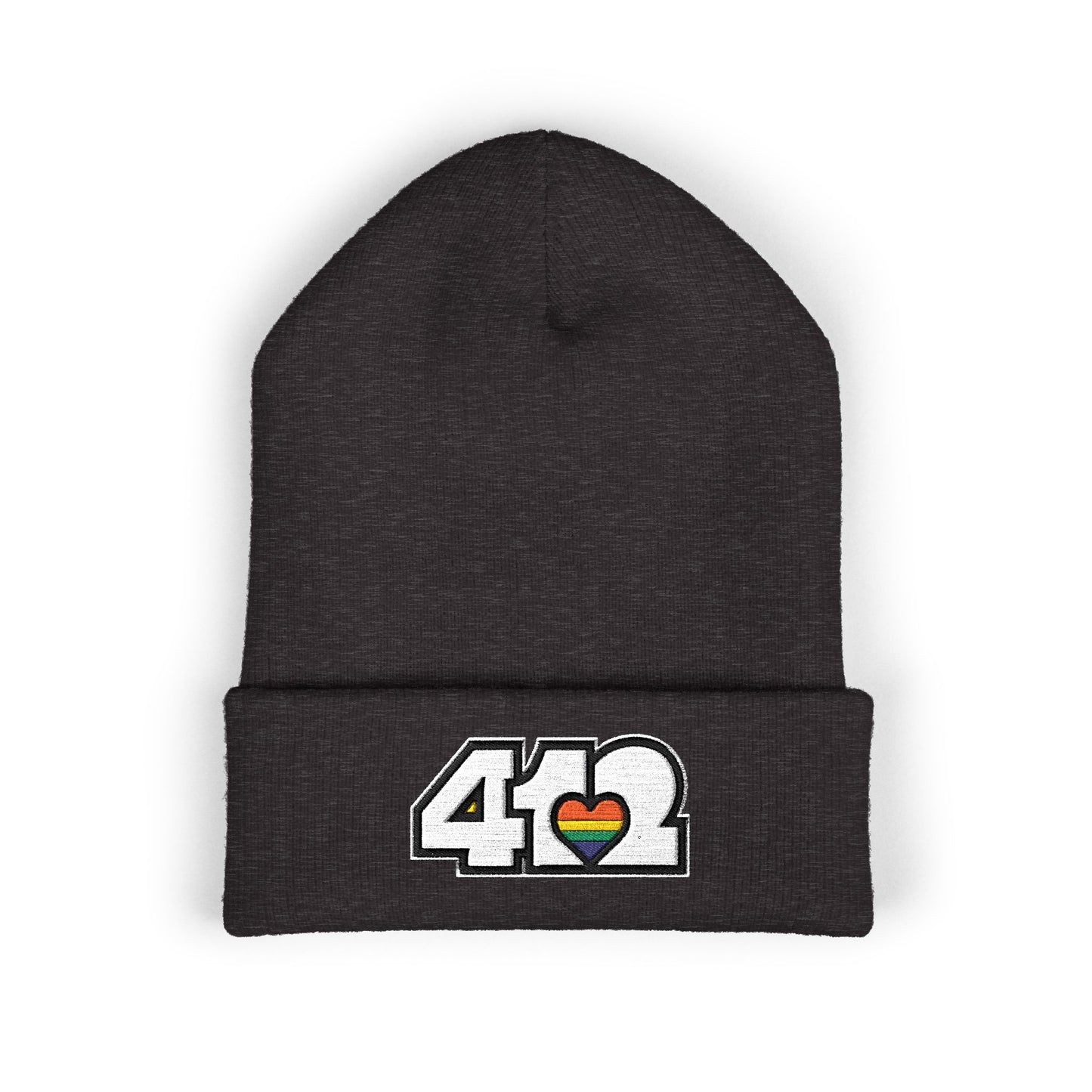 Rainbow Heart Embroidered Beanie Hat