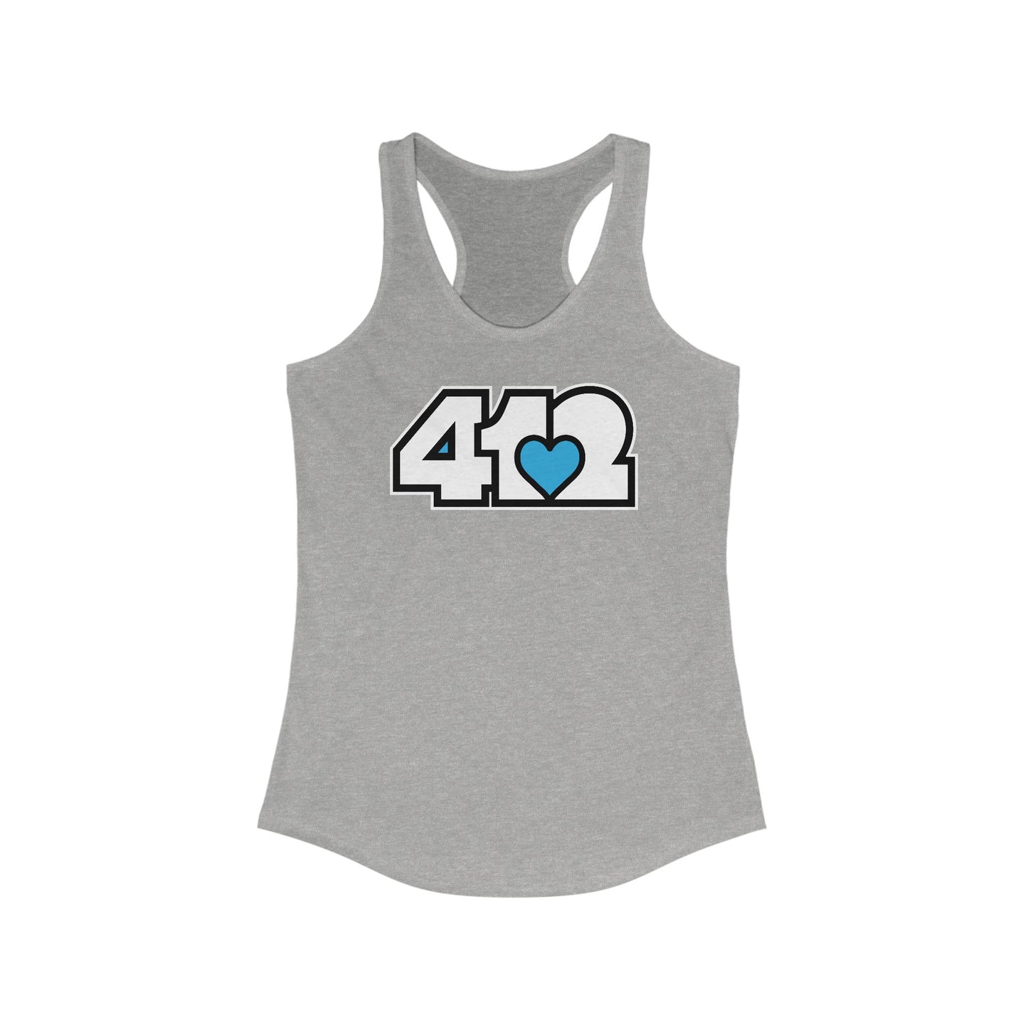 412 Women's Racerback Tank Top - Blue Heart, White Logo