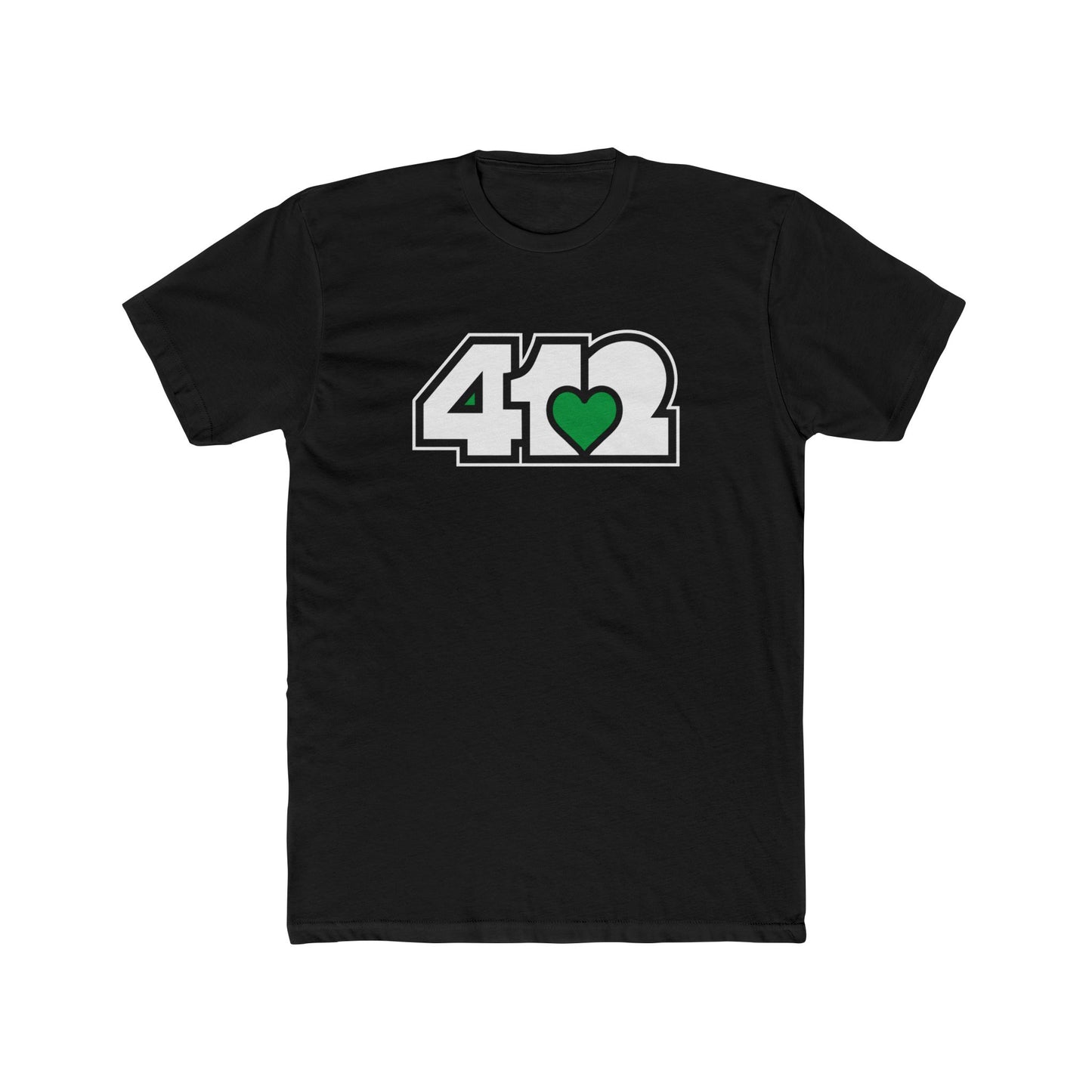 412 Contoured Fit Tee - Green Heart, White Logo