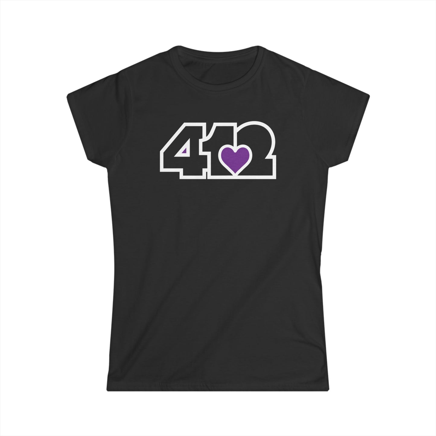 412 Women's Softstyle Tee - Purple Heart, Black Logo