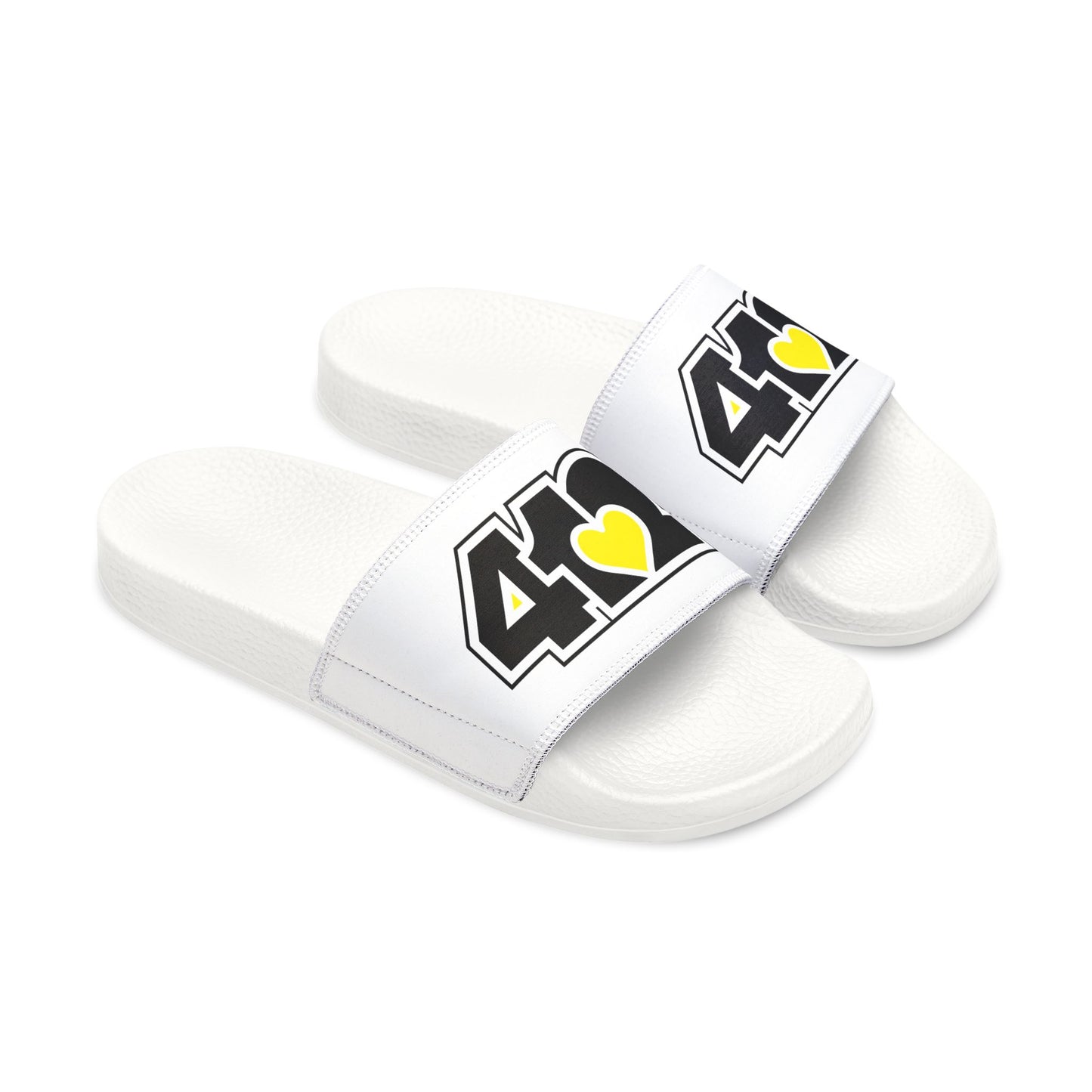 412 Men's Slides - Black Logo, Yellow Heart