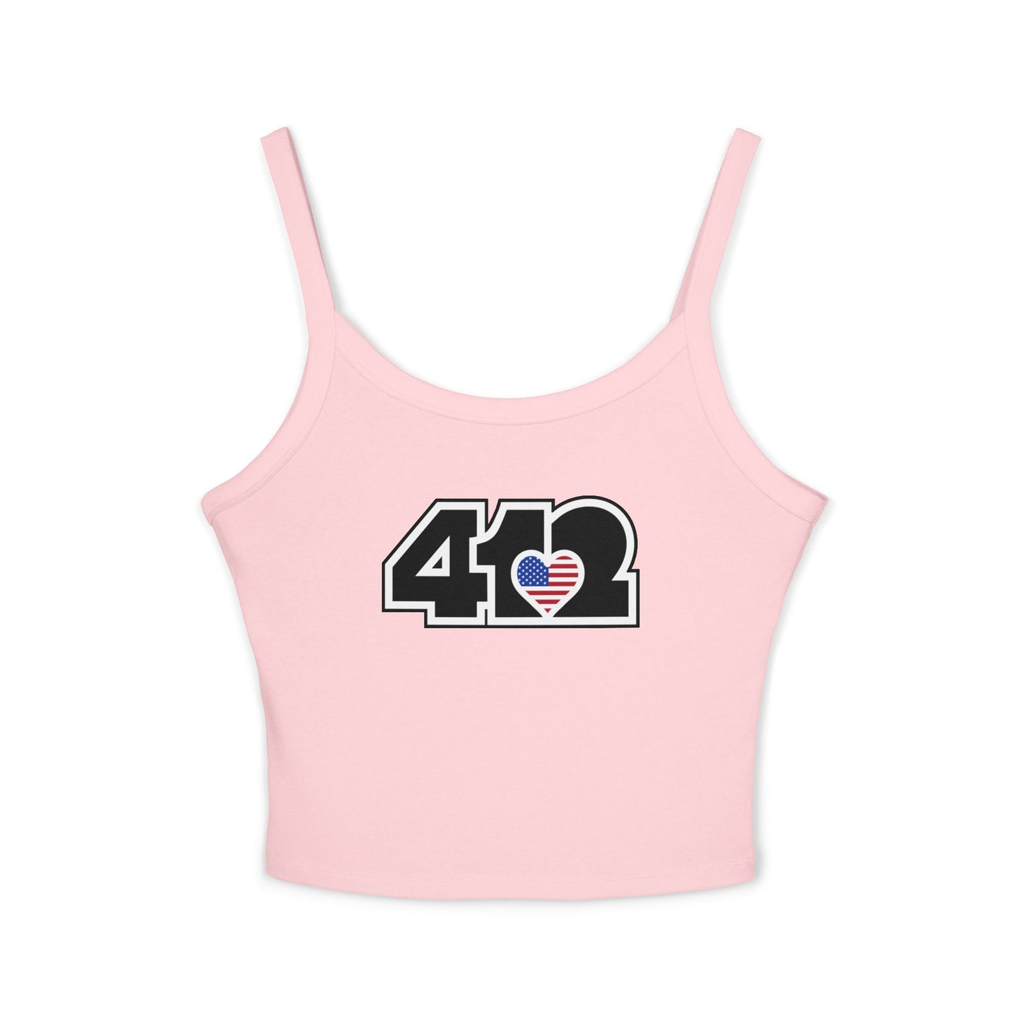 412 Women’s Camisole – Stars & Stripes Heart, Black Logo