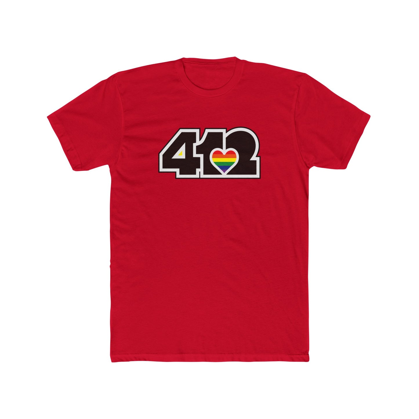 412 Contoured Fit Tee - Rainbow Heart, Black Logo