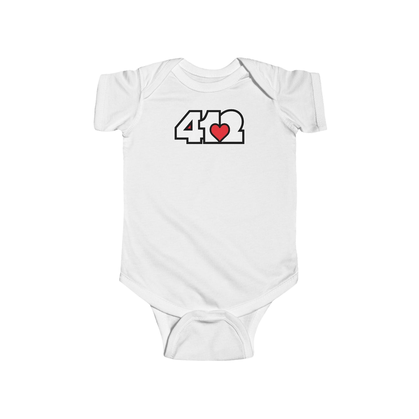 412 Infant Bodysuit - Red Heart, White Logo