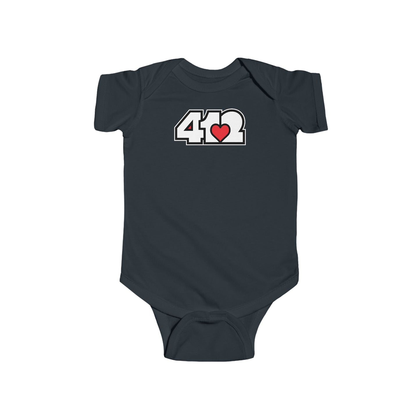 412 Infant Bodysuit - Red Heart, White Logo