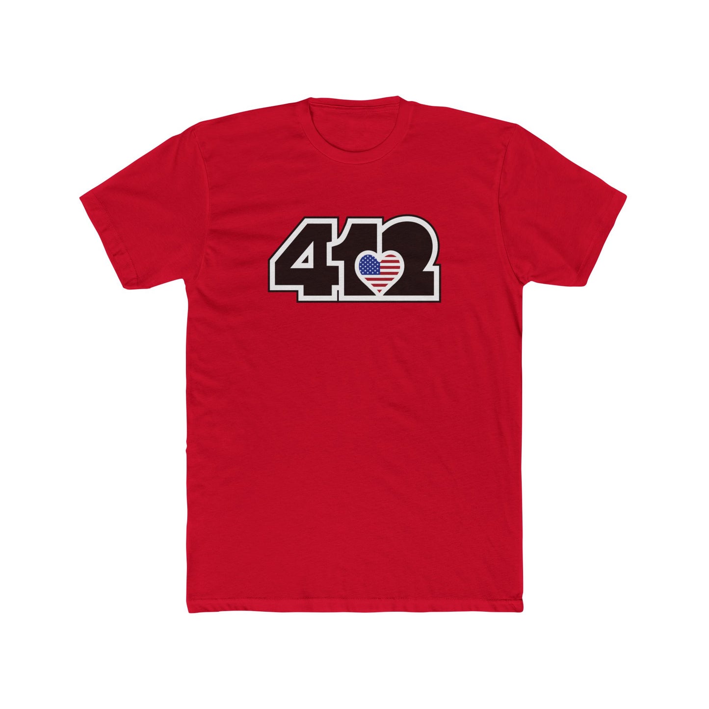 412 Contoured Fit Tee - Stars & Stripes Heart, Black Logo