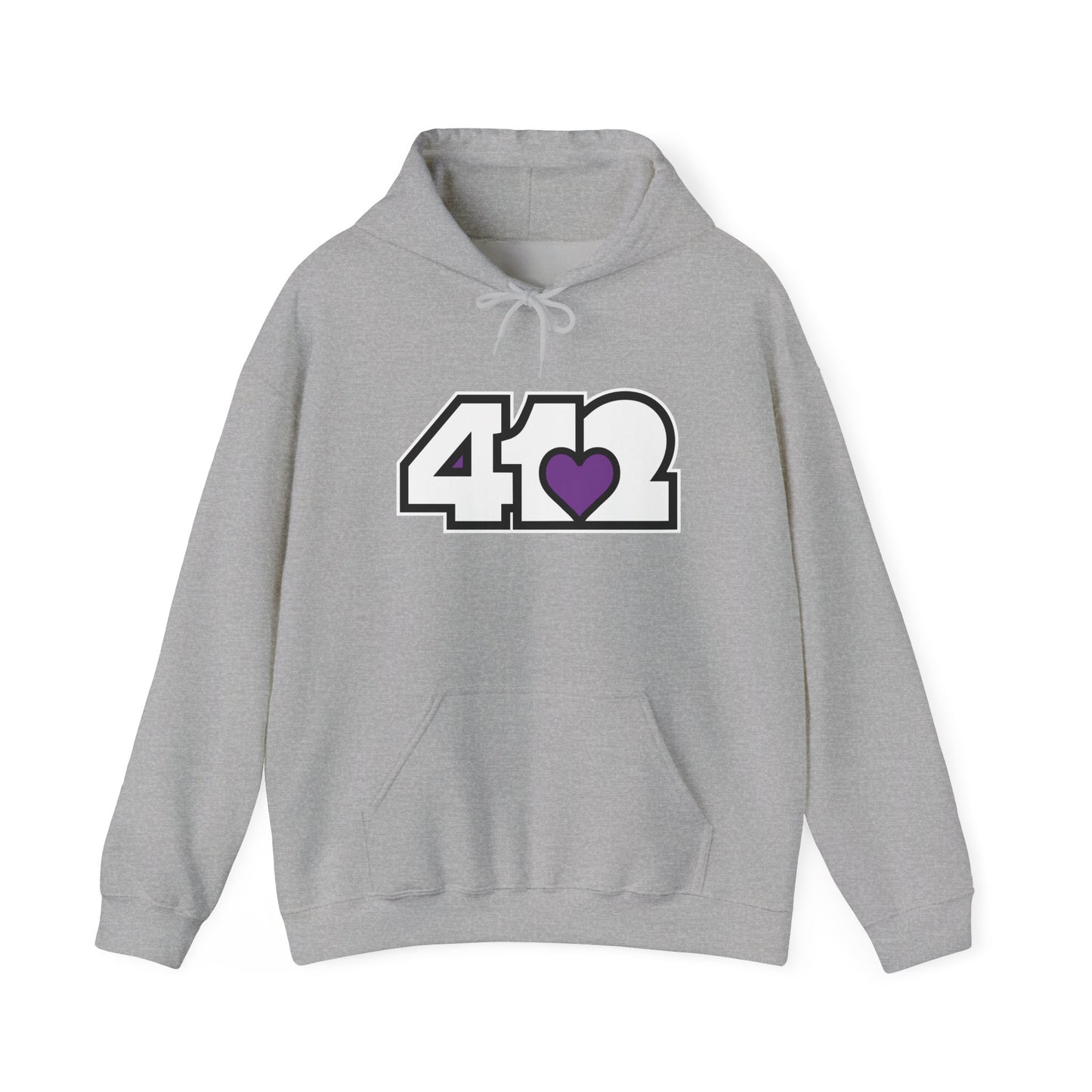 412 Classic Fit Adult Hoodie - Purple Heart, White Logo