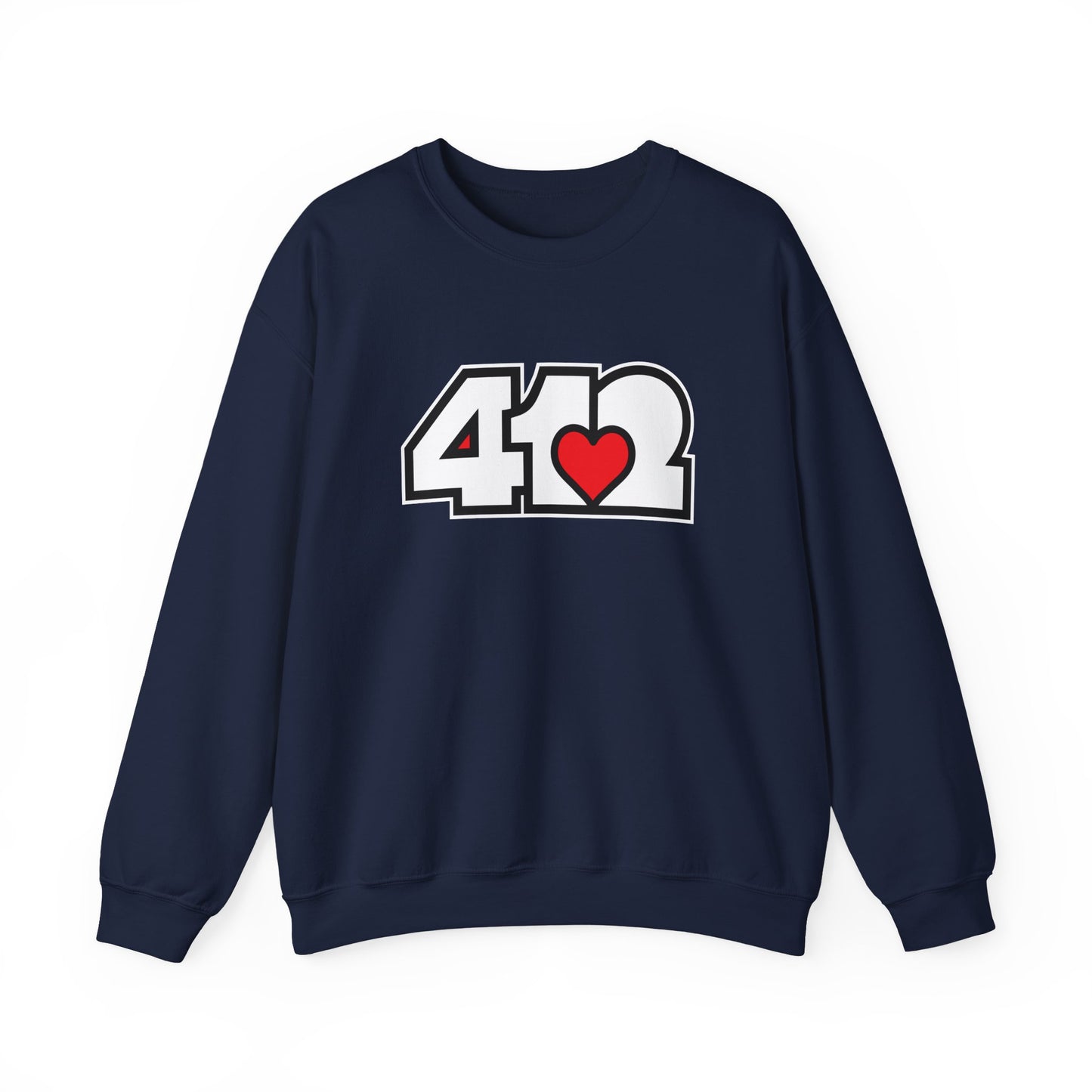 412 Crew Neck Sweatshirt - Red Heart, White Logo