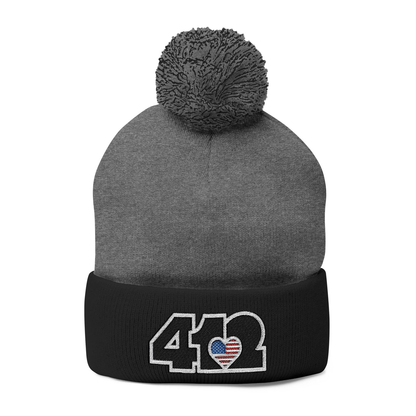 412 Bobble Crown - Embroidered Stars & Stripes Heart, Black Logo