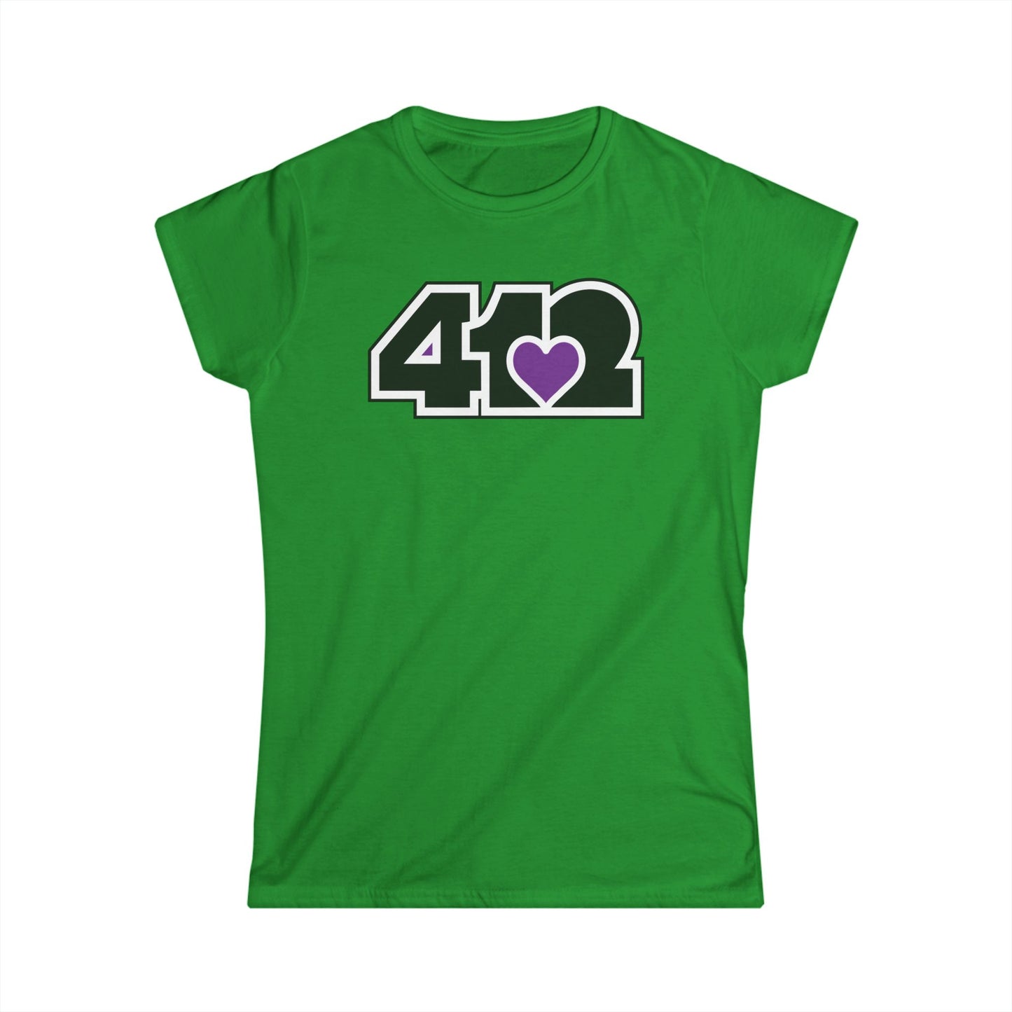 412 Women's Softstyle Tee - Purple Heart, Black Logo