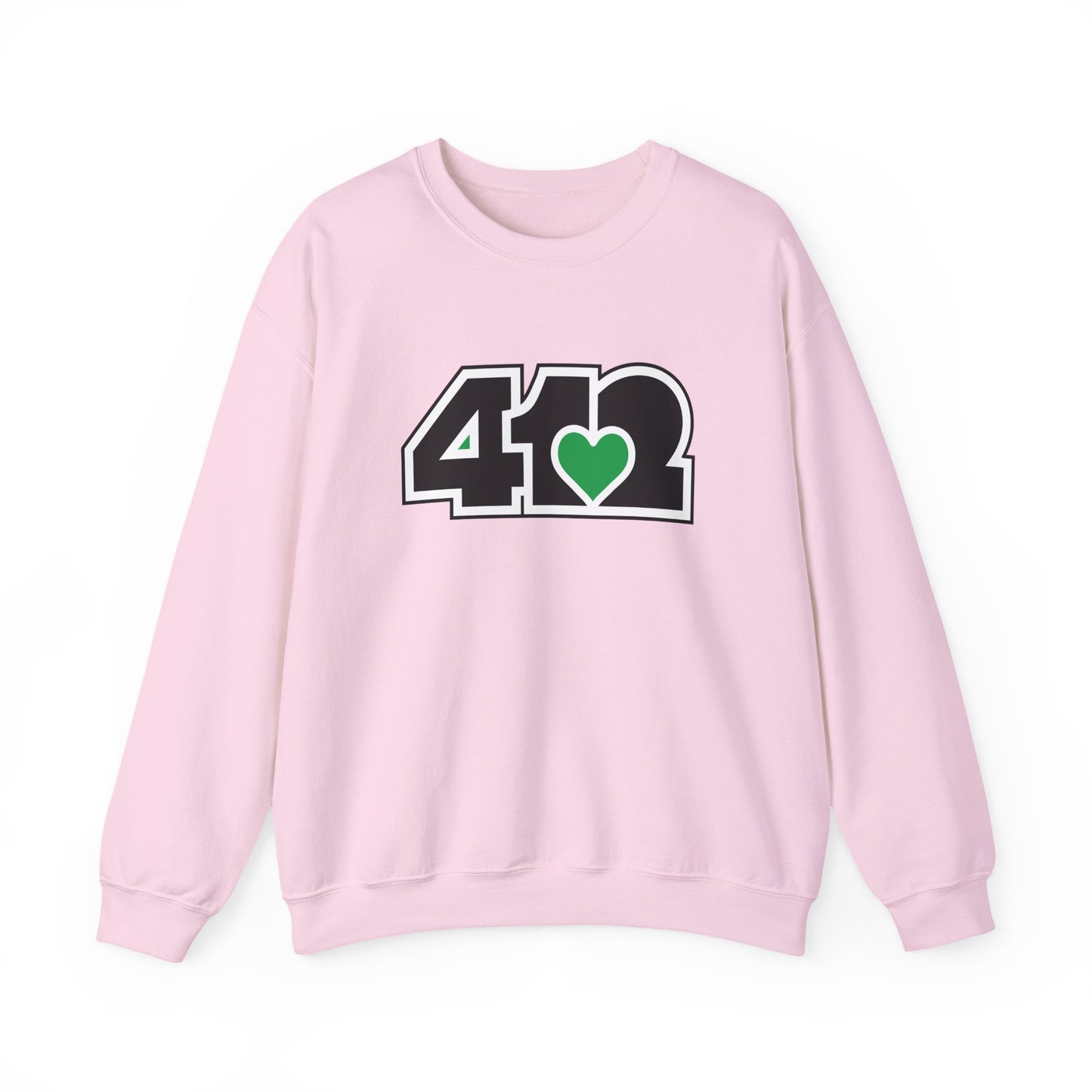 412 Crew Neck Sweatshirt - Green Heart, Black Logo