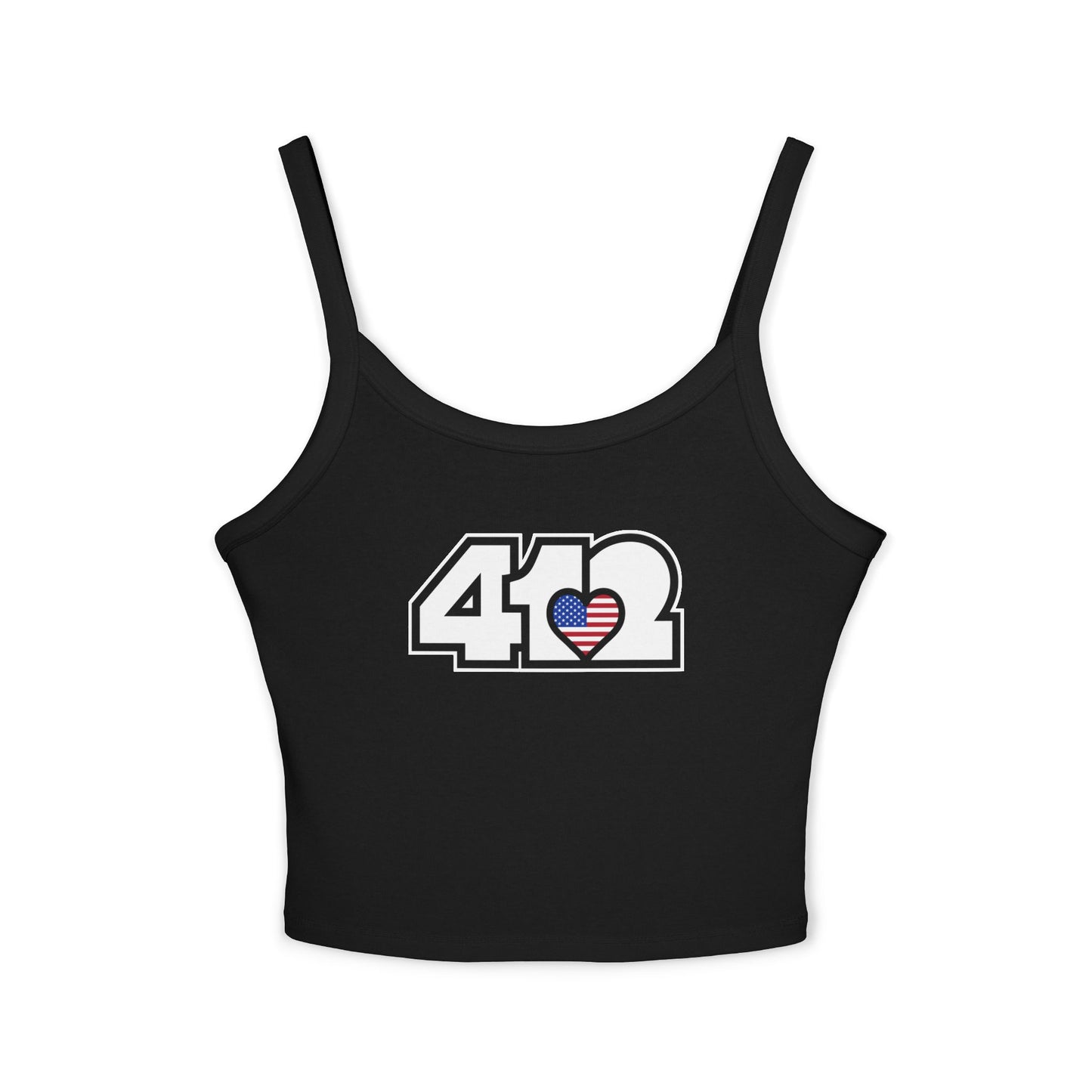 412 Women’s Camisole – Stars & Stripes Heart, White Logo
