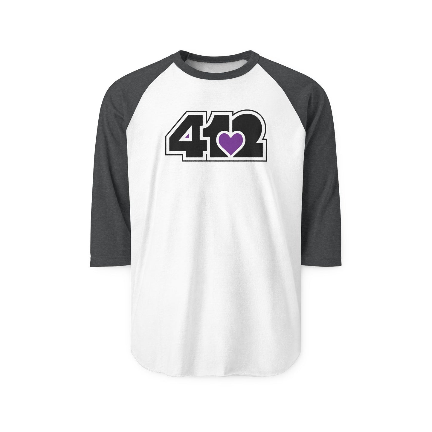 412 Raglan Baseball Tee - Purple Heart, Black Logo