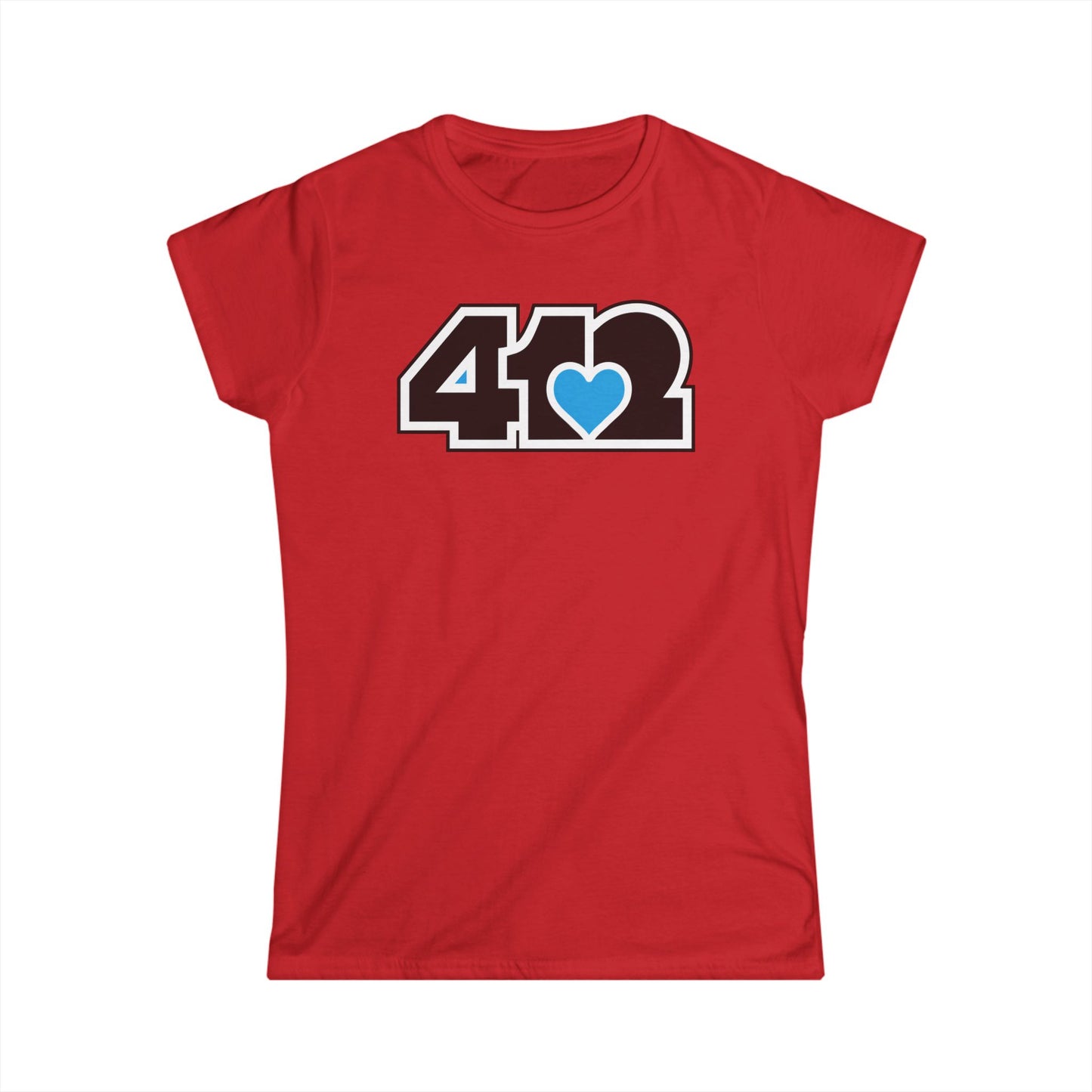 412 Women's Softstyle Tee - Blue Heart, Black Logo