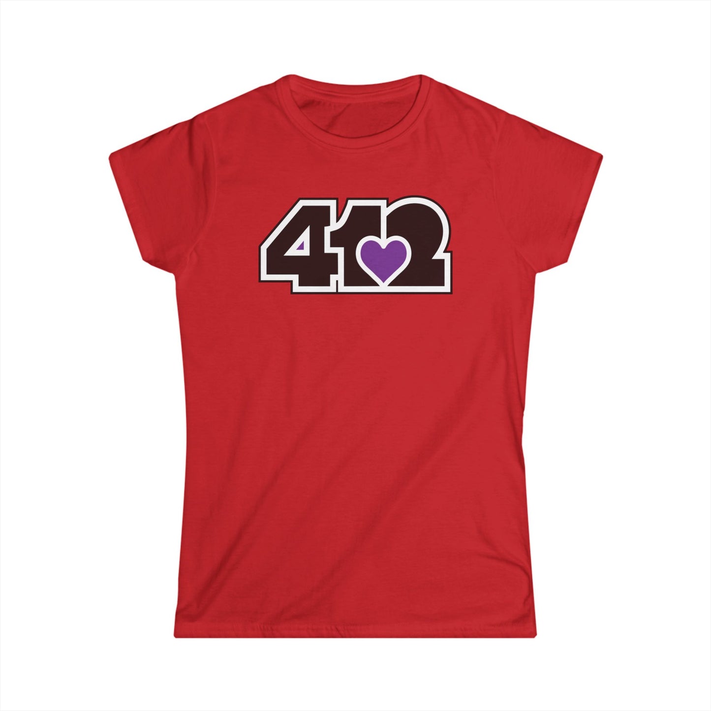 412 Women's Softstyle Tee - Purple Heart, Black Logo