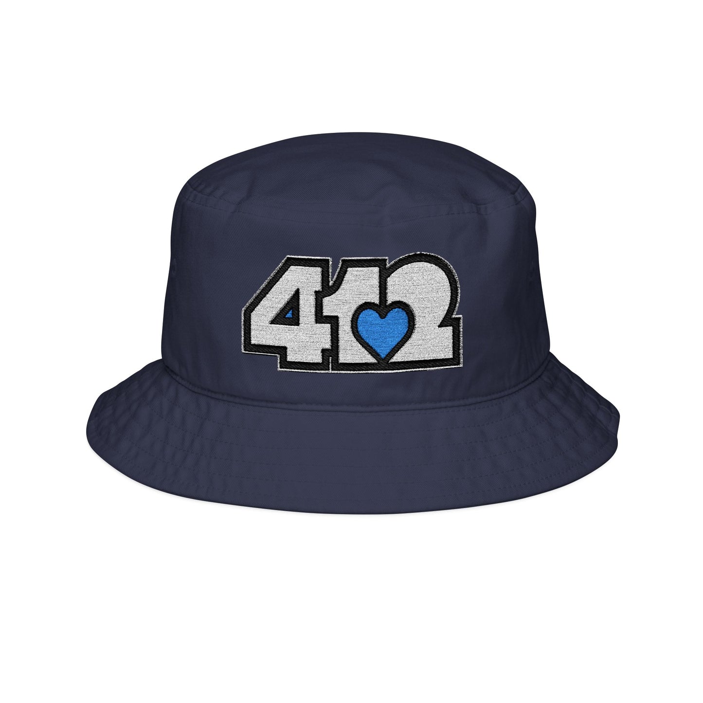 Blue Heart Embroidered Bucket Hat