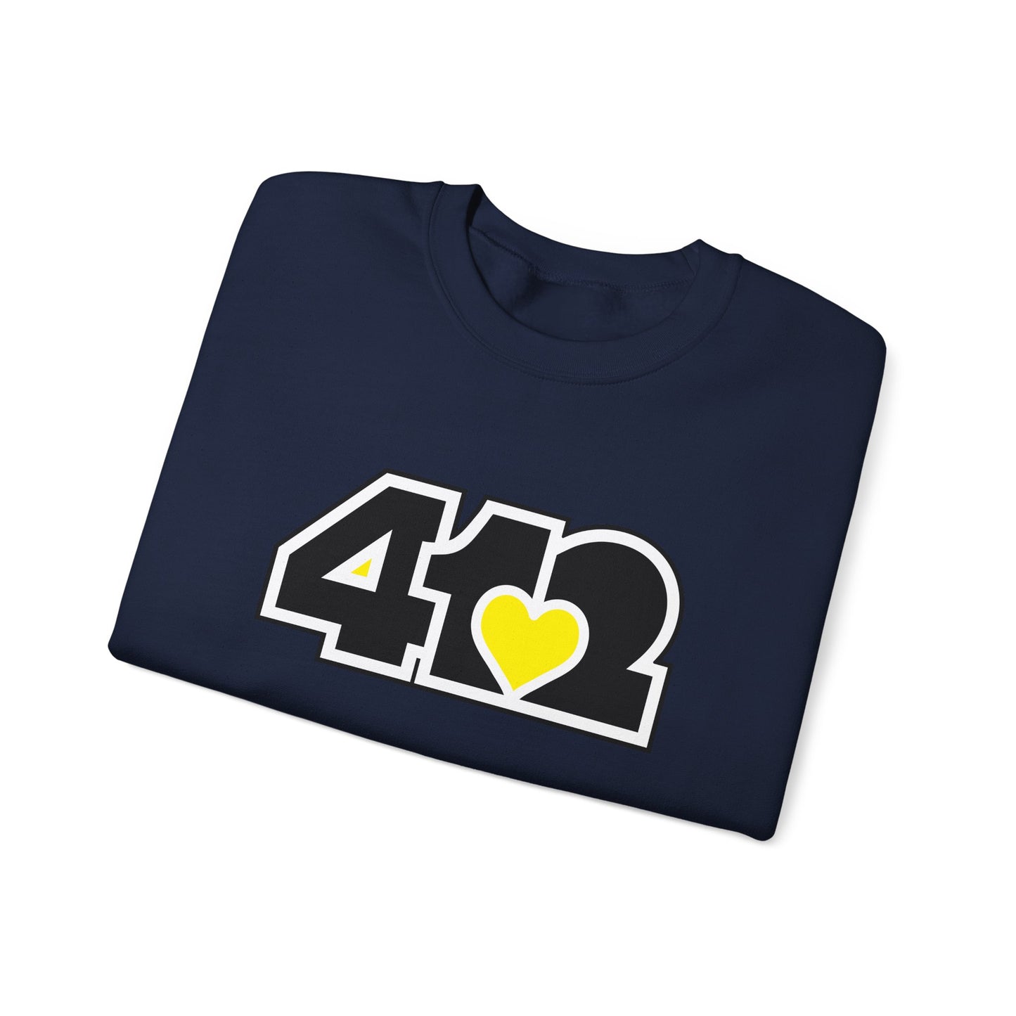 412 Crew Neck Sweatshirt - Yellow Heart, Black Logo