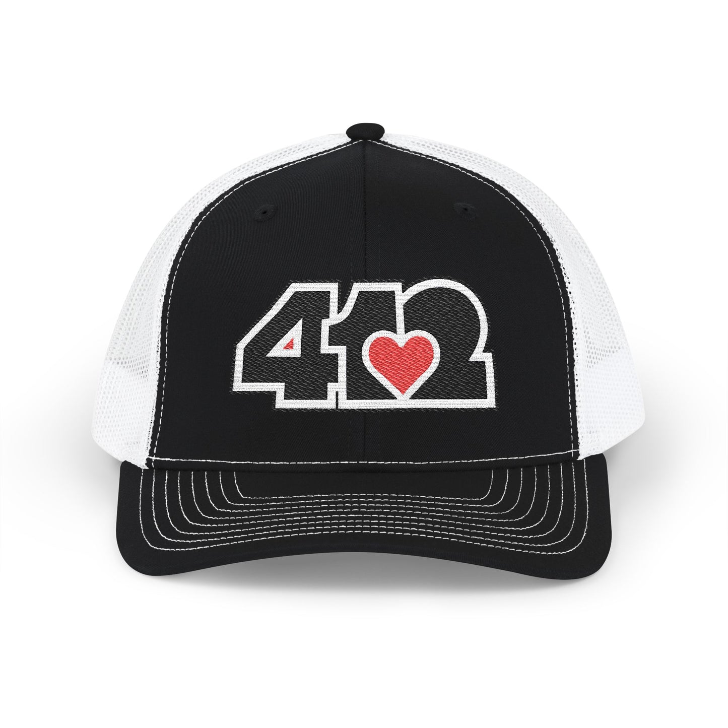 412 Snapback Crown – Embroidered Red Heart, Black Logo