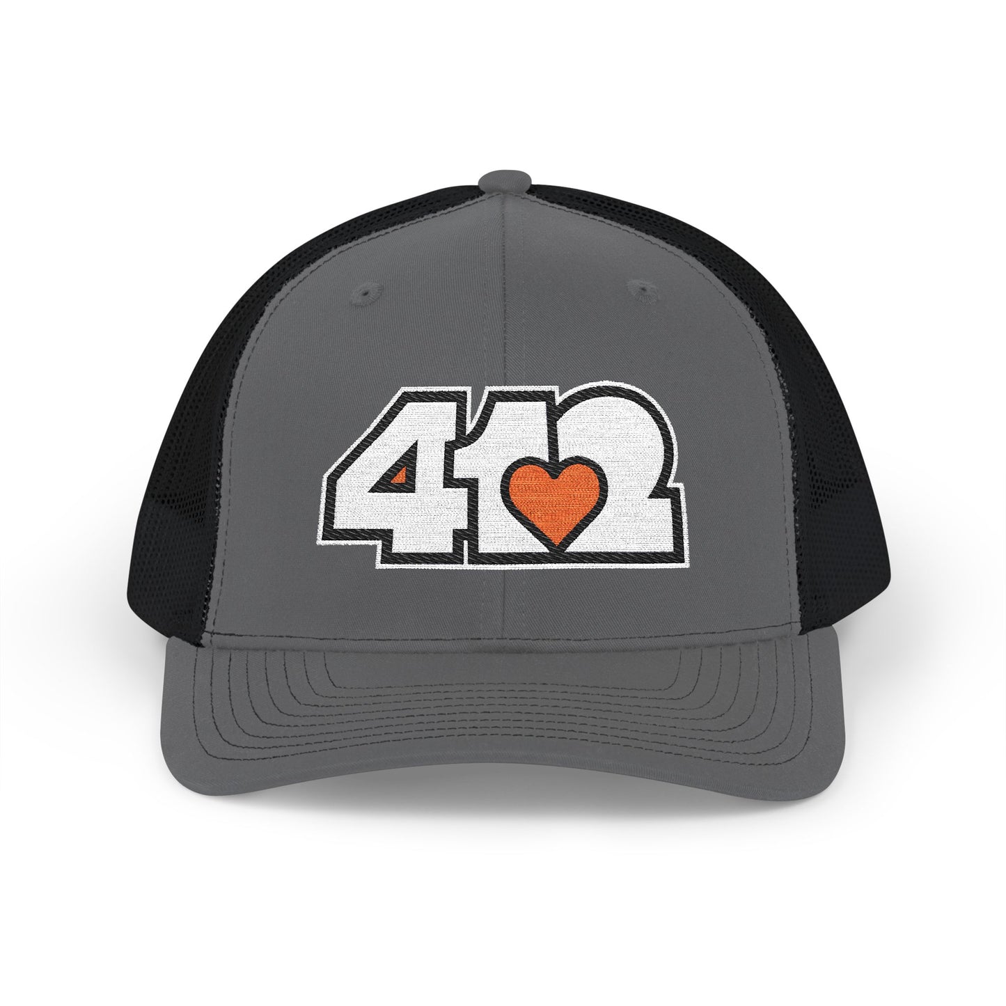 Orange Heart Embroidered Snapback Cap