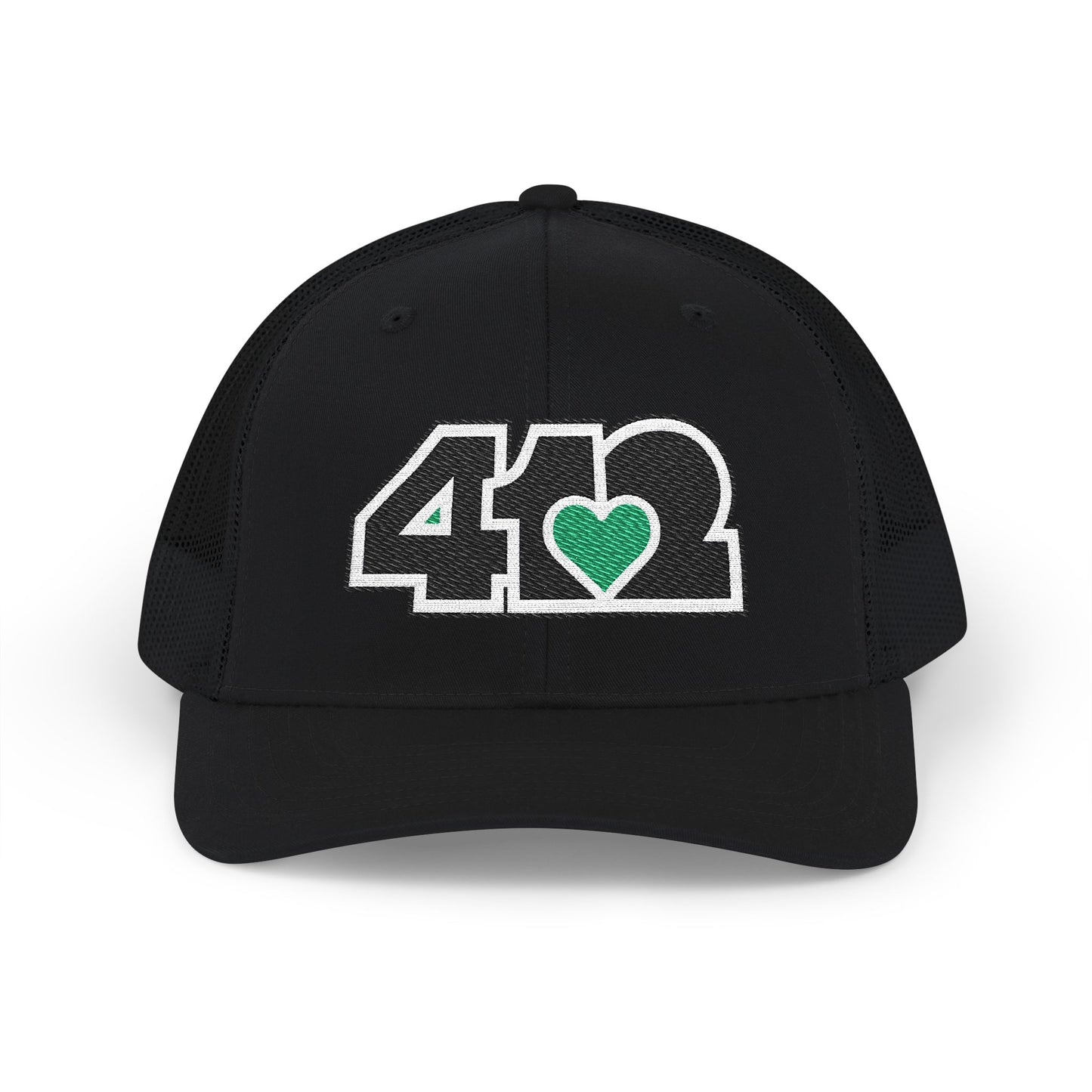 412 Snapback Crown – Embroidered Green Heart, Black Logo