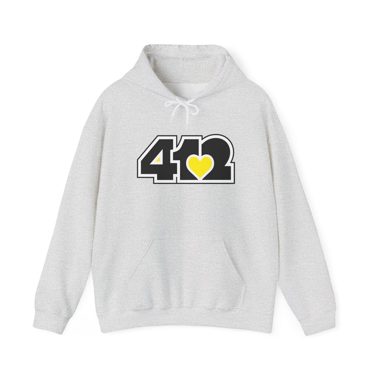 412 Classic Fit Adult Hoodie - Yellow Heart, Black Logo