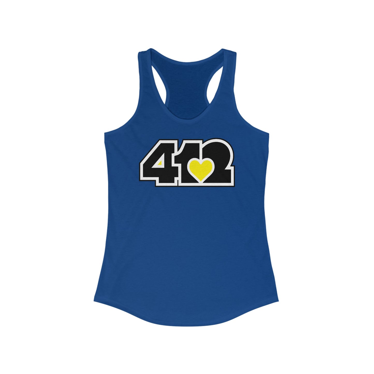 412 Women's Racerback Tank Top - Yellow Heart, Black Logo