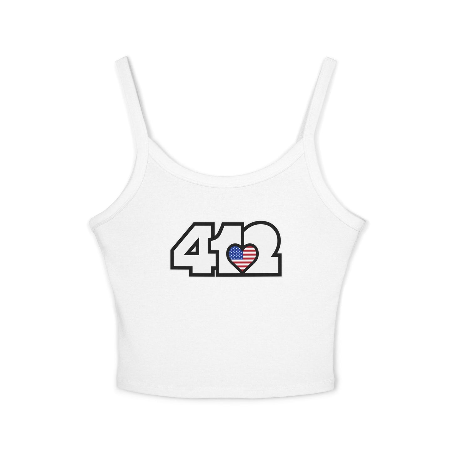 412 Women’s Camisole – Stars & Stripes Heart, White Logo