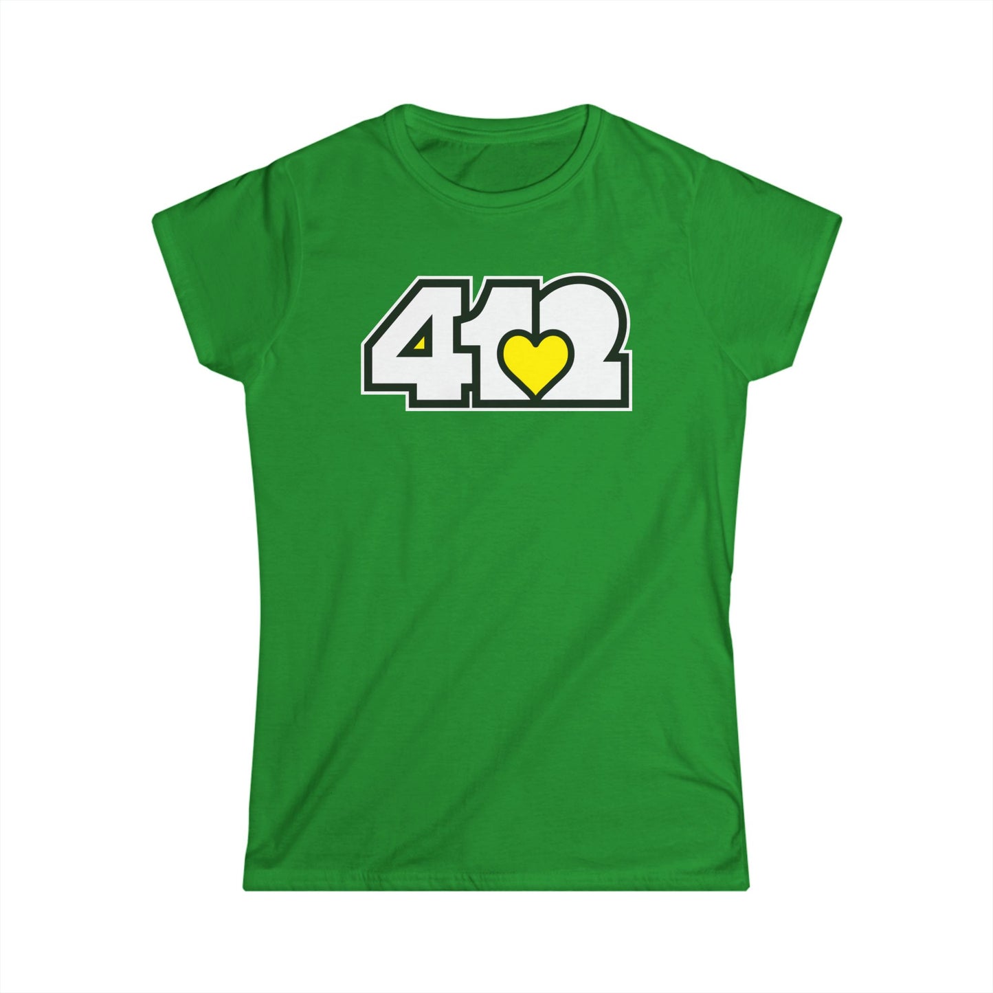 412 Women's Softstyle Tee - Yellow Heart, White Logo