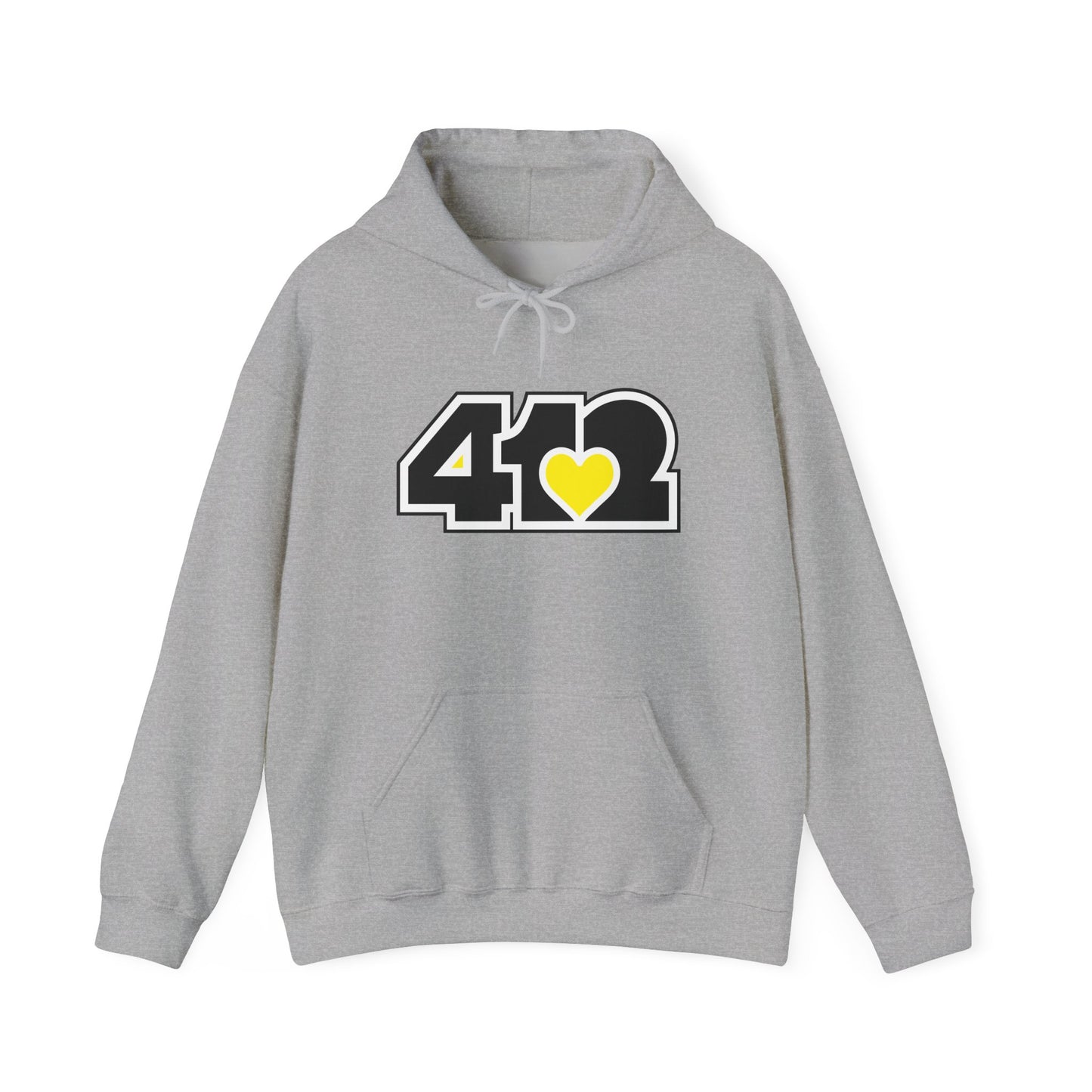 412 Classic Fit Adult Hoodie - Yellow Heart, Black Logo