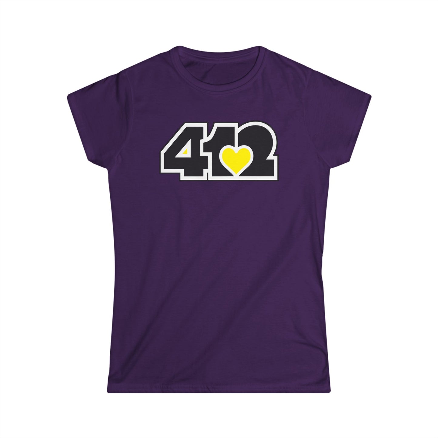 412 Women's Softstyle Tee - Yellow Heart, Black Logo