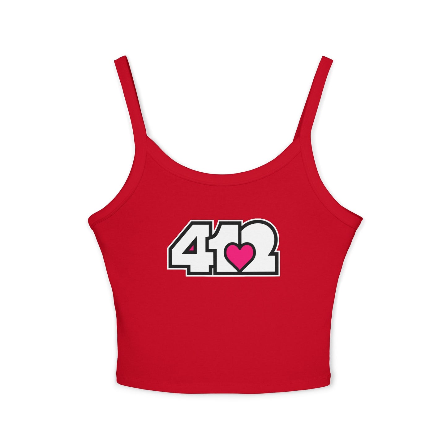412 Women’s Camisole – Pink Heart, White Logo
