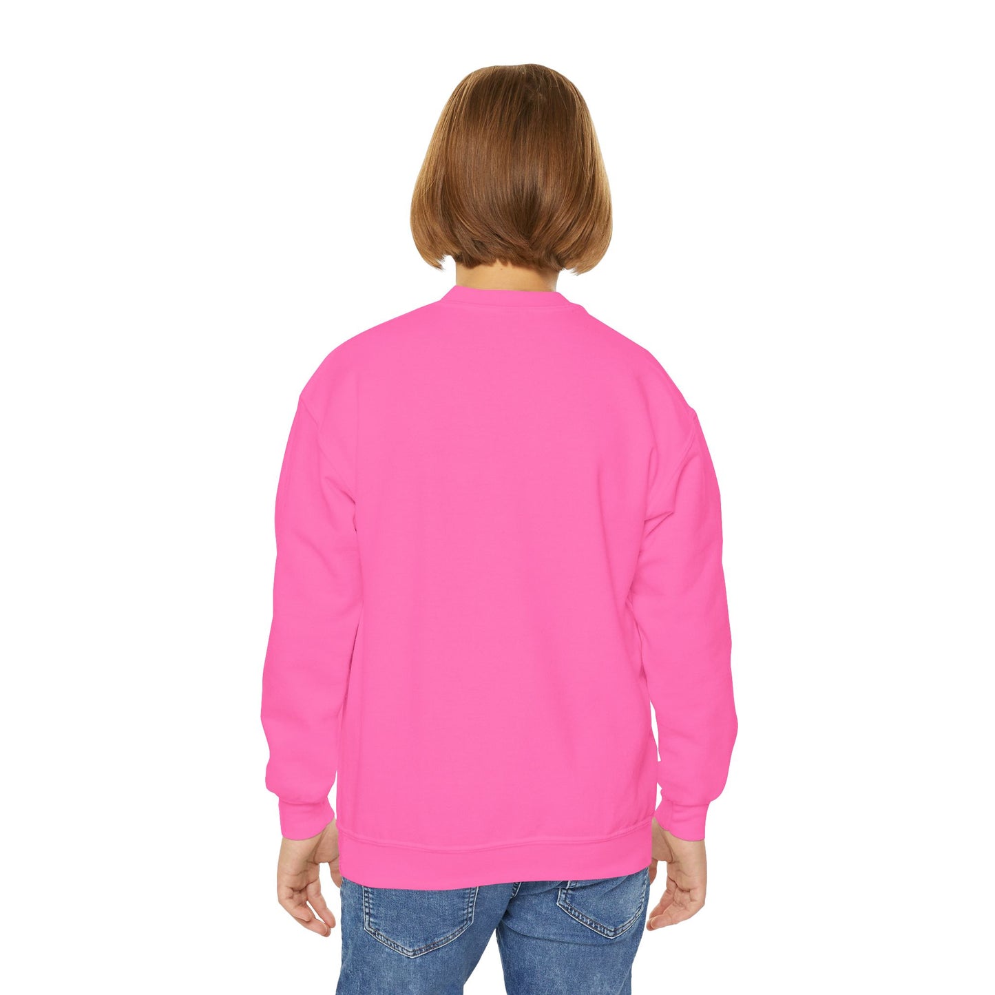 412 Crew Neck Youth Sweatshirt - Pink Heart, White Logo