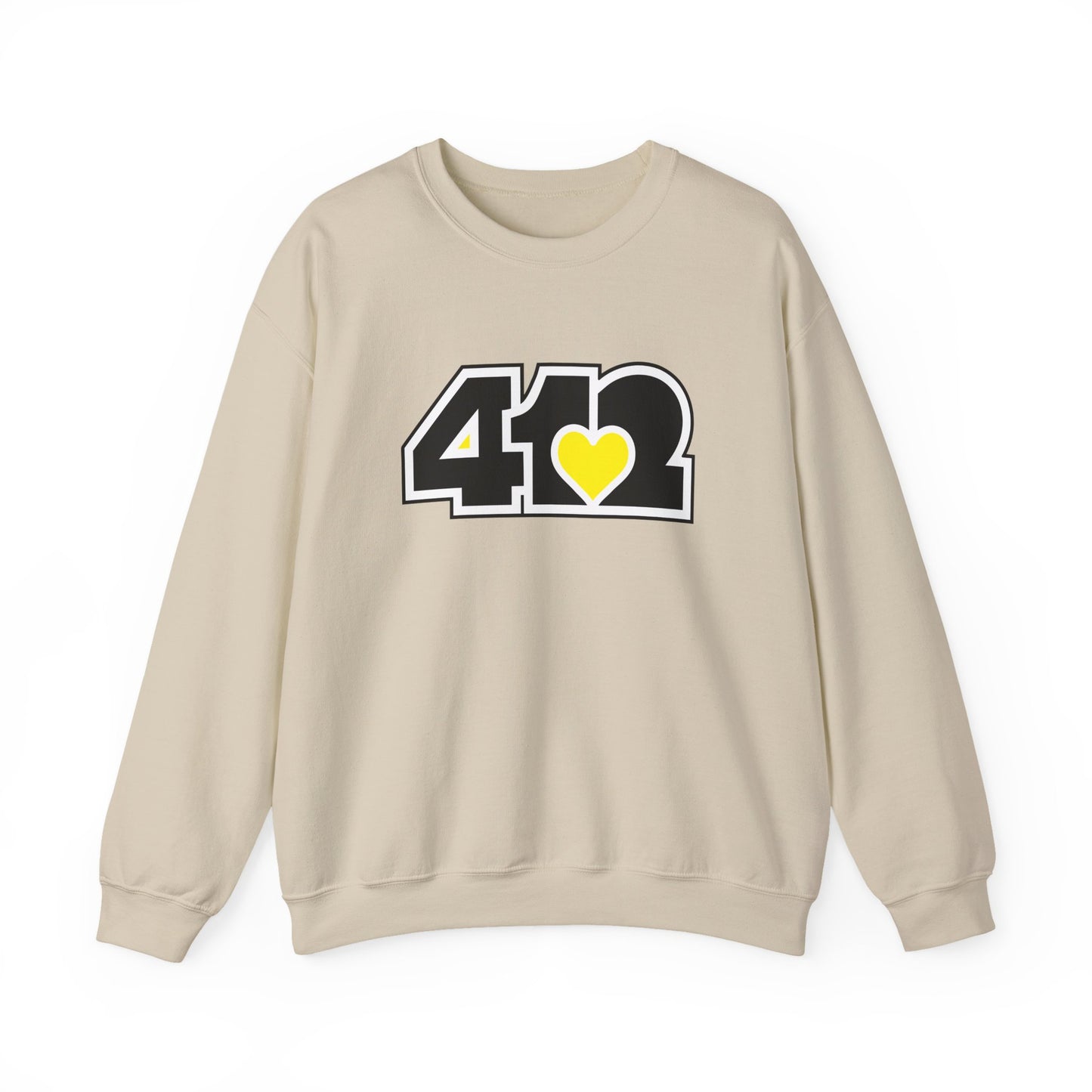 412 Crew Neck Sweatshirt - Yellow Heart, Black Logo