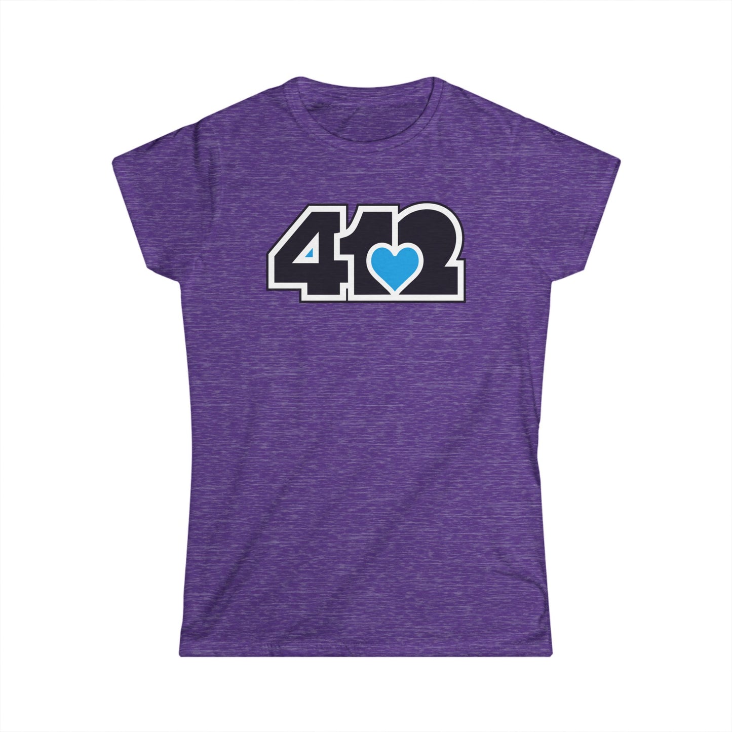 412 Women's Softstyle Tee - Blue Heart, Black Logo