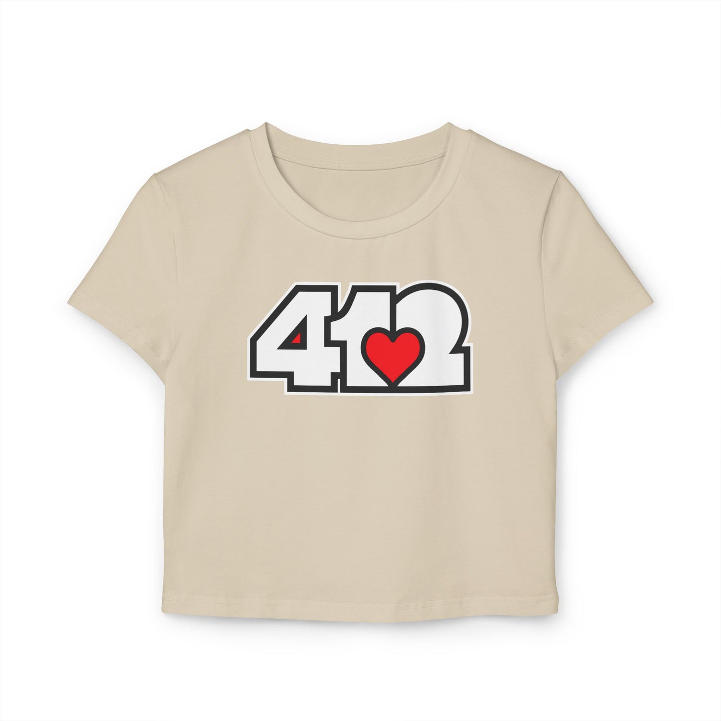 412 Women's Crop Top – Red Heart, White Logo