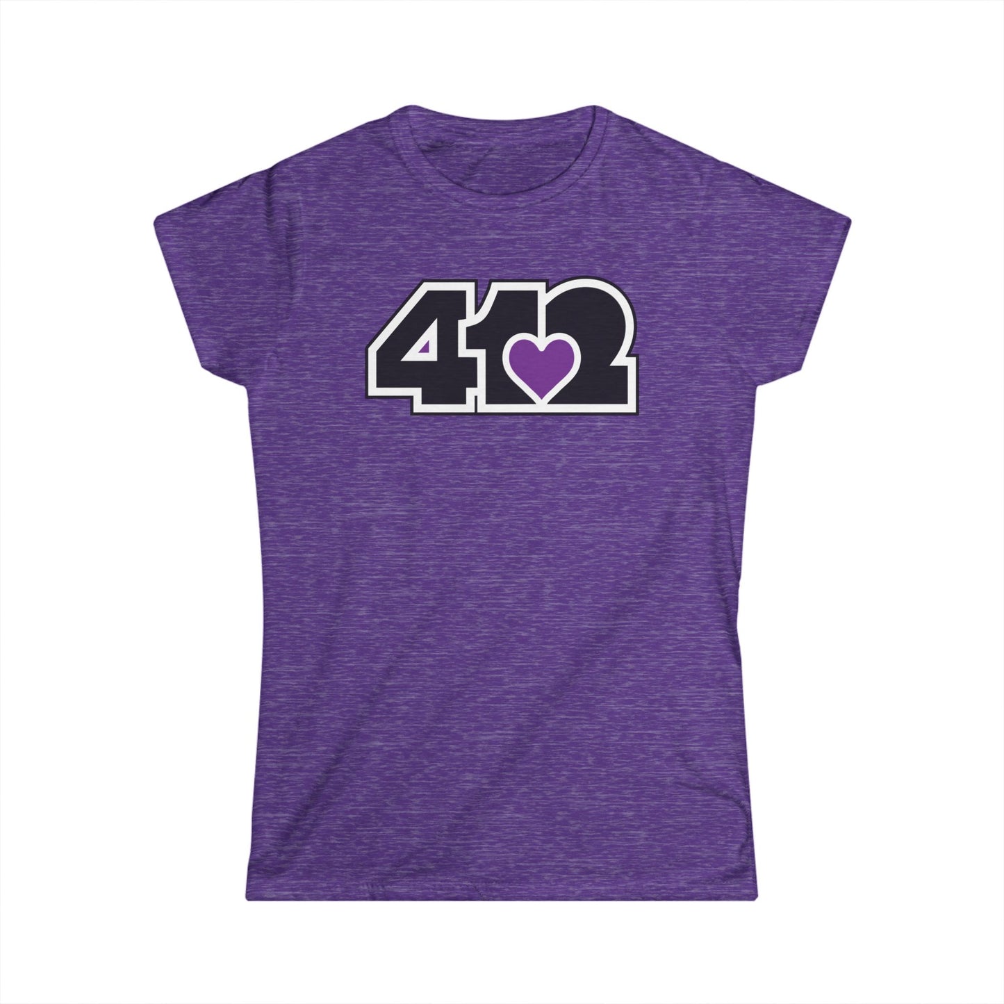 412 Women's Softstyle Tee - Purple Heart, Black Logo
