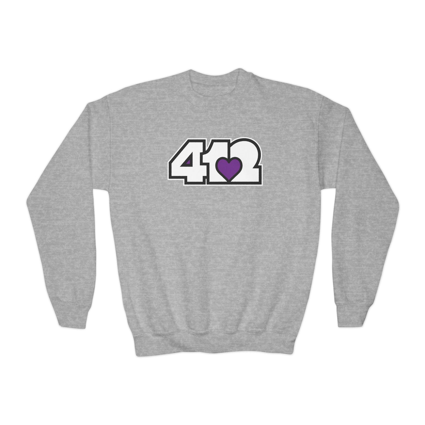 412 Crew Neck Youth Sweatshirt - Purple Heart, White Logo