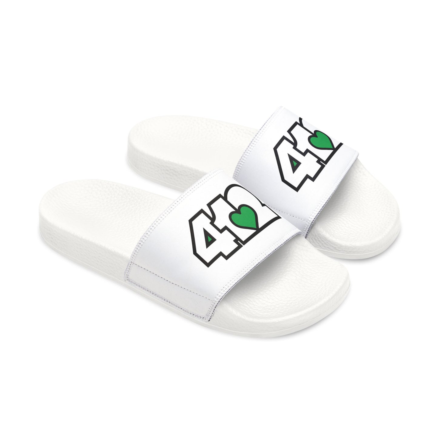 412 Men's Slides - Green Heart, White Logo