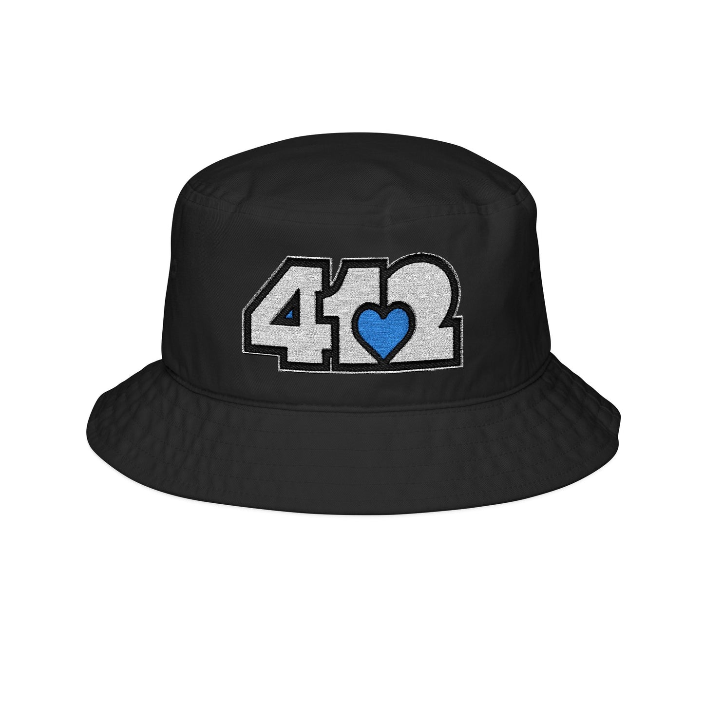 Blue Heart Embroidered Bucket Hat