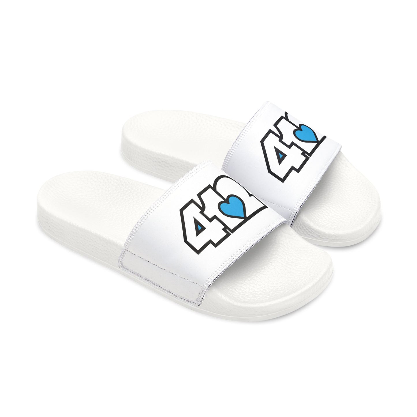 412 Men's Slides - Blue Heart, White Logo