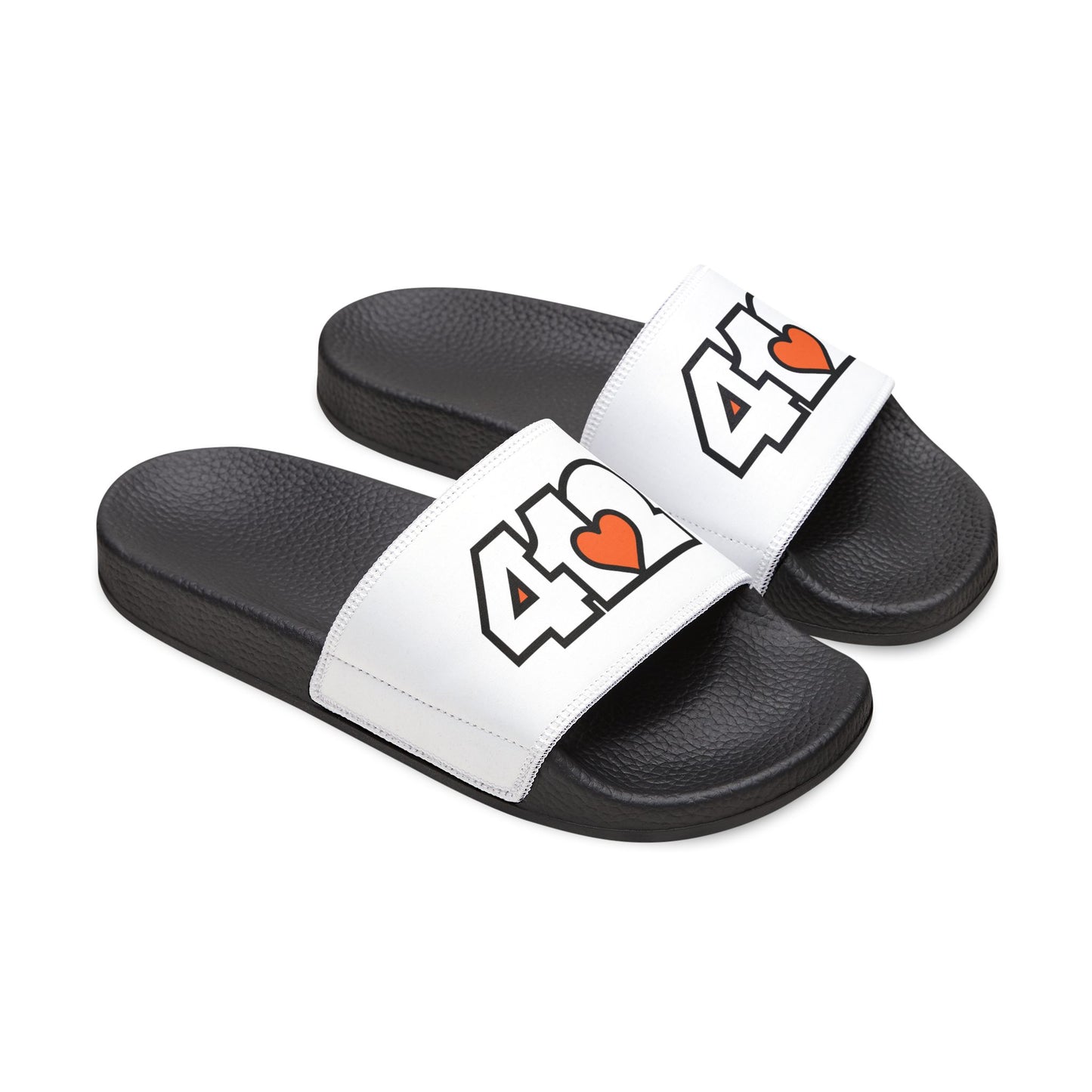 412 Men's Slides - Orange Heart, White Logo