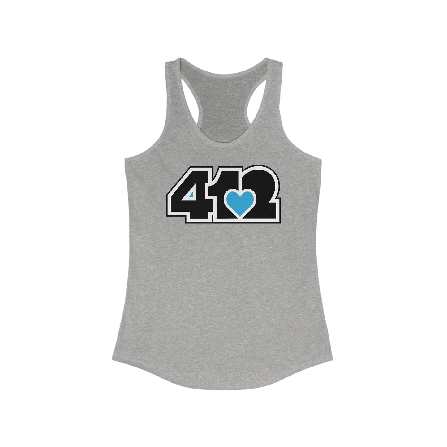 412 Women's Racerback Tank Top - Blue Heart, Black Logo