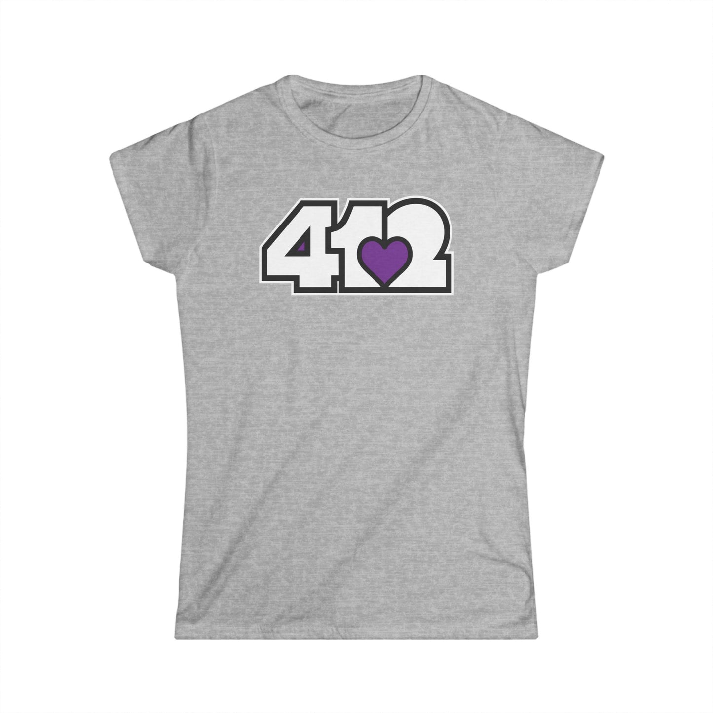 412 Women's Softstyle Tee - Purple Heart, White Logo