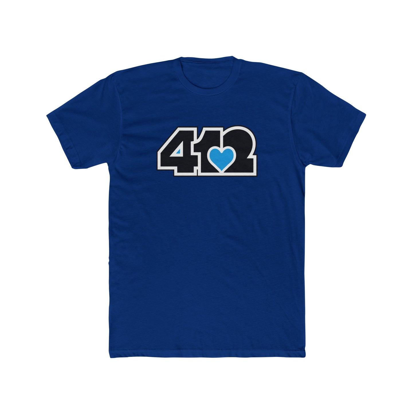 412 Contoured Fit Tee - Blue Heart, Black Logo