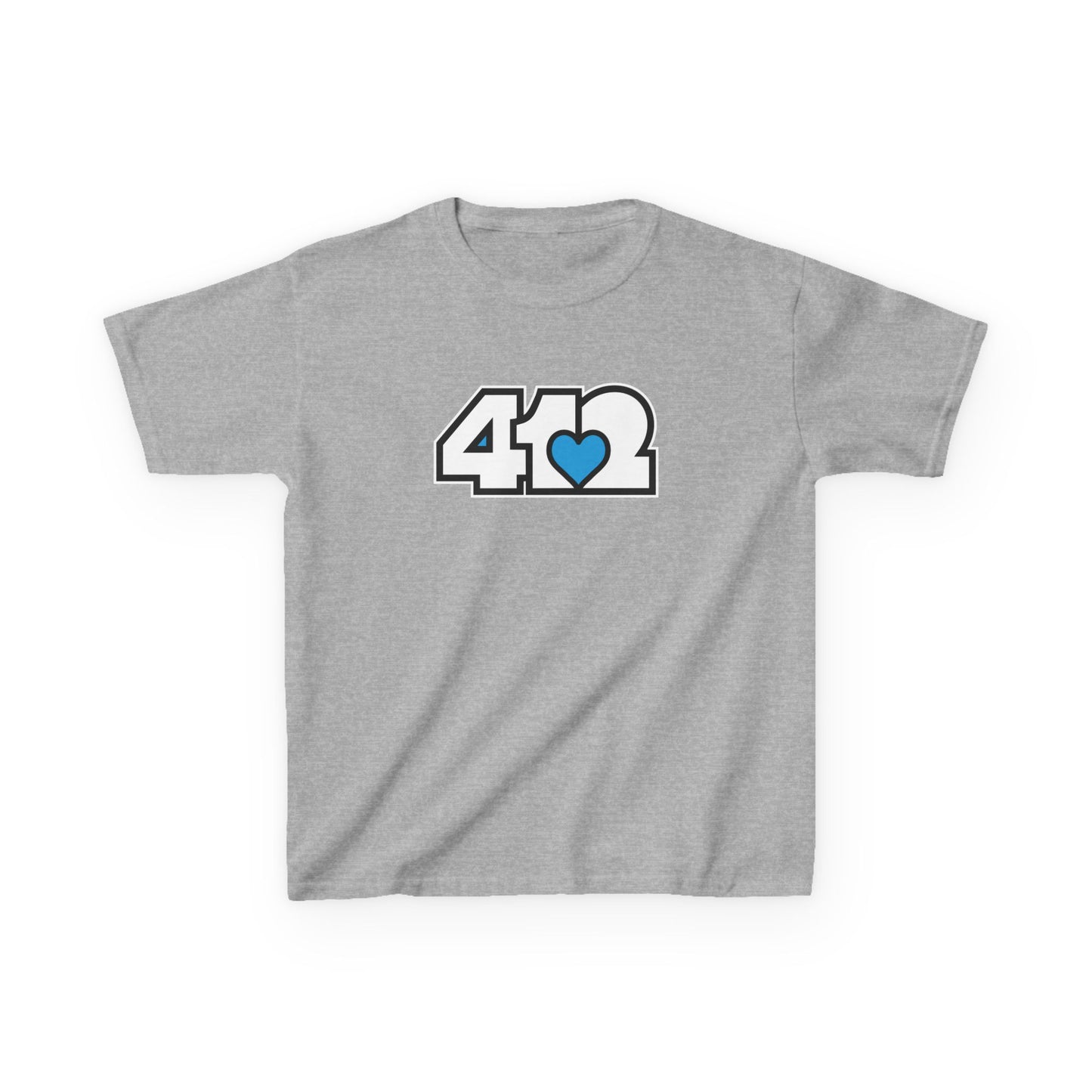 412 Kids Cotton Tee - Blue Heart, White Logo