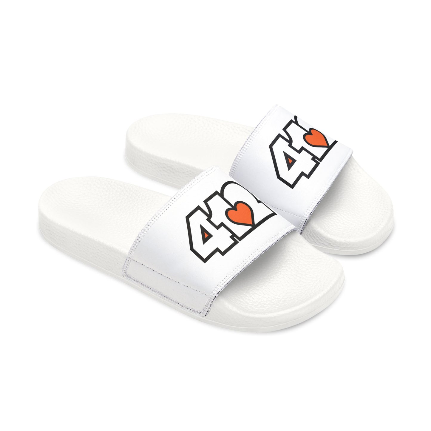 412 Men's Slides - Orange Heart, White Logo