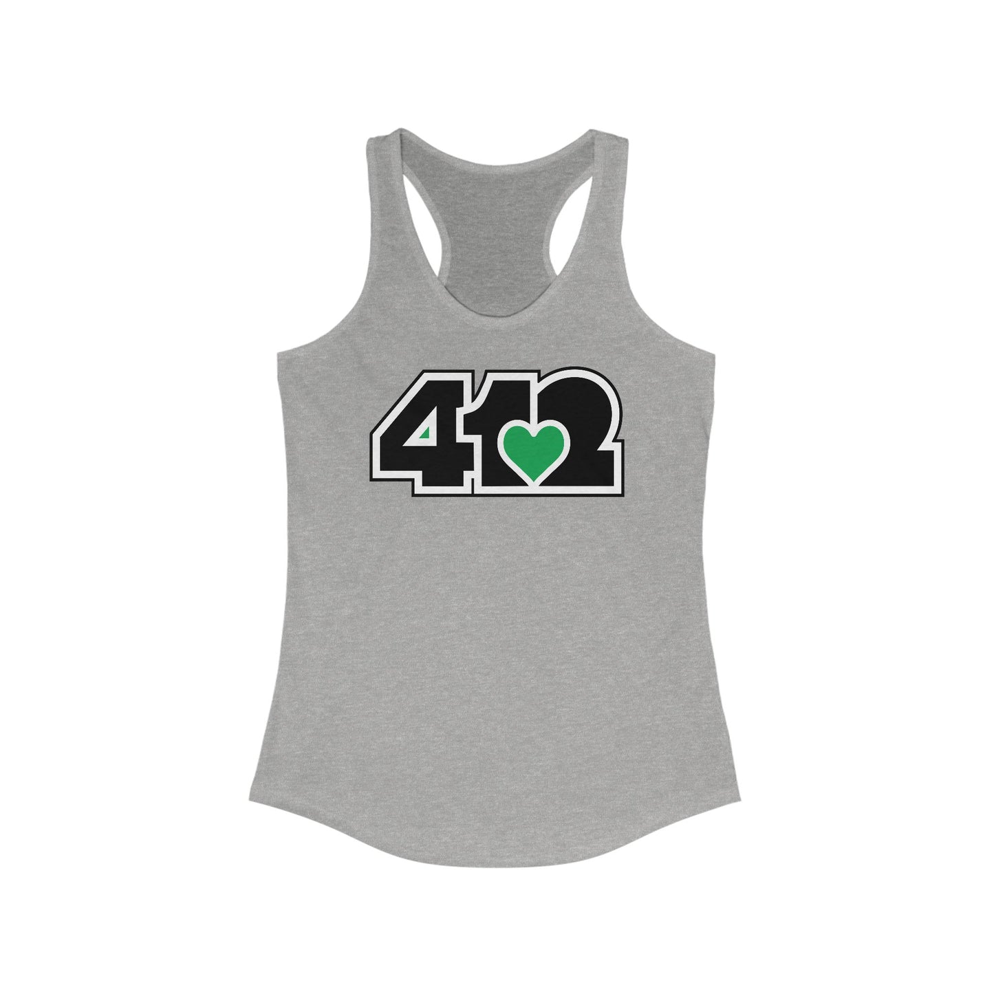 412 Women's Racerback Tank Top - Green Heart, Black Logo