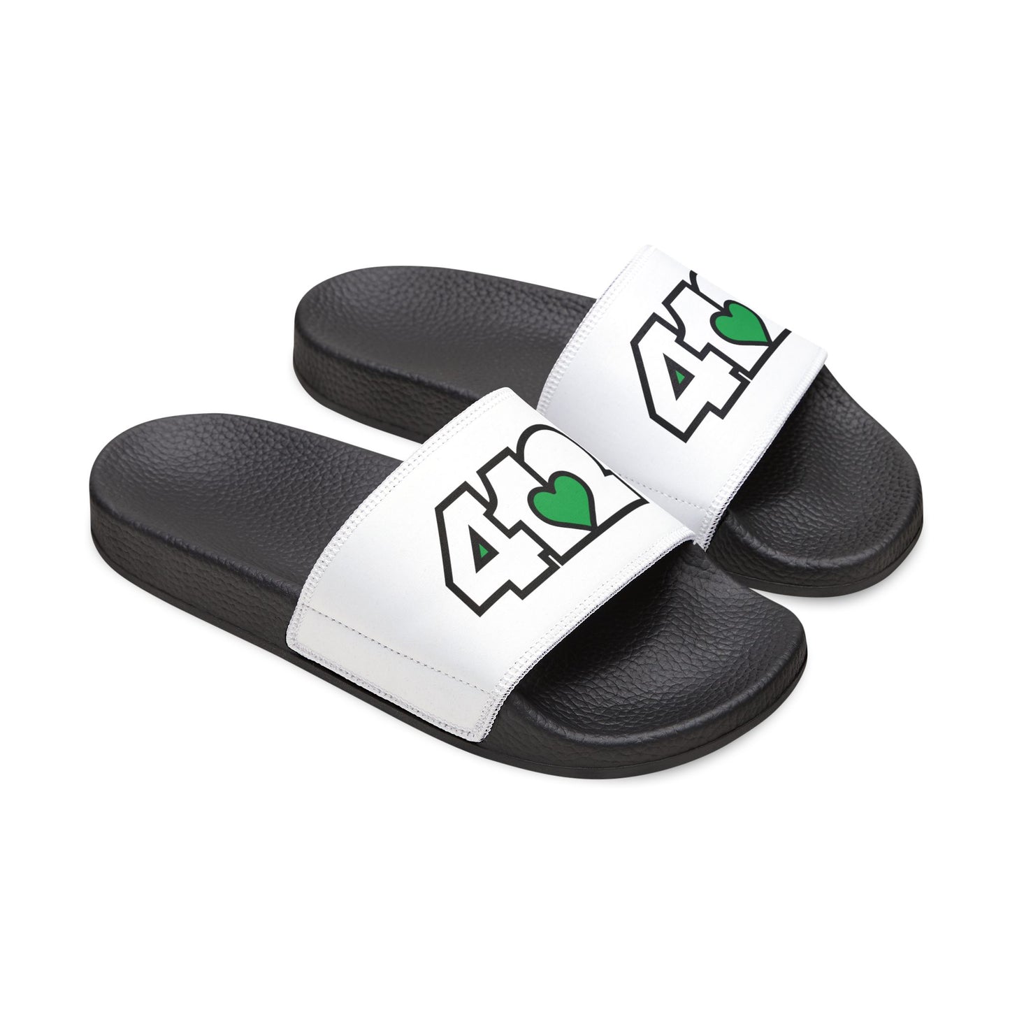 412 Men's Slides - Green Heart, White Logo