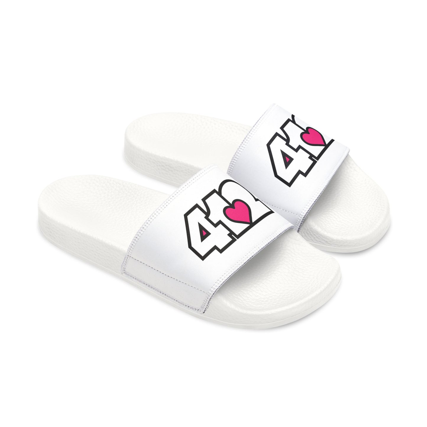 412 Men's Slides - Pink Heart, White Logo