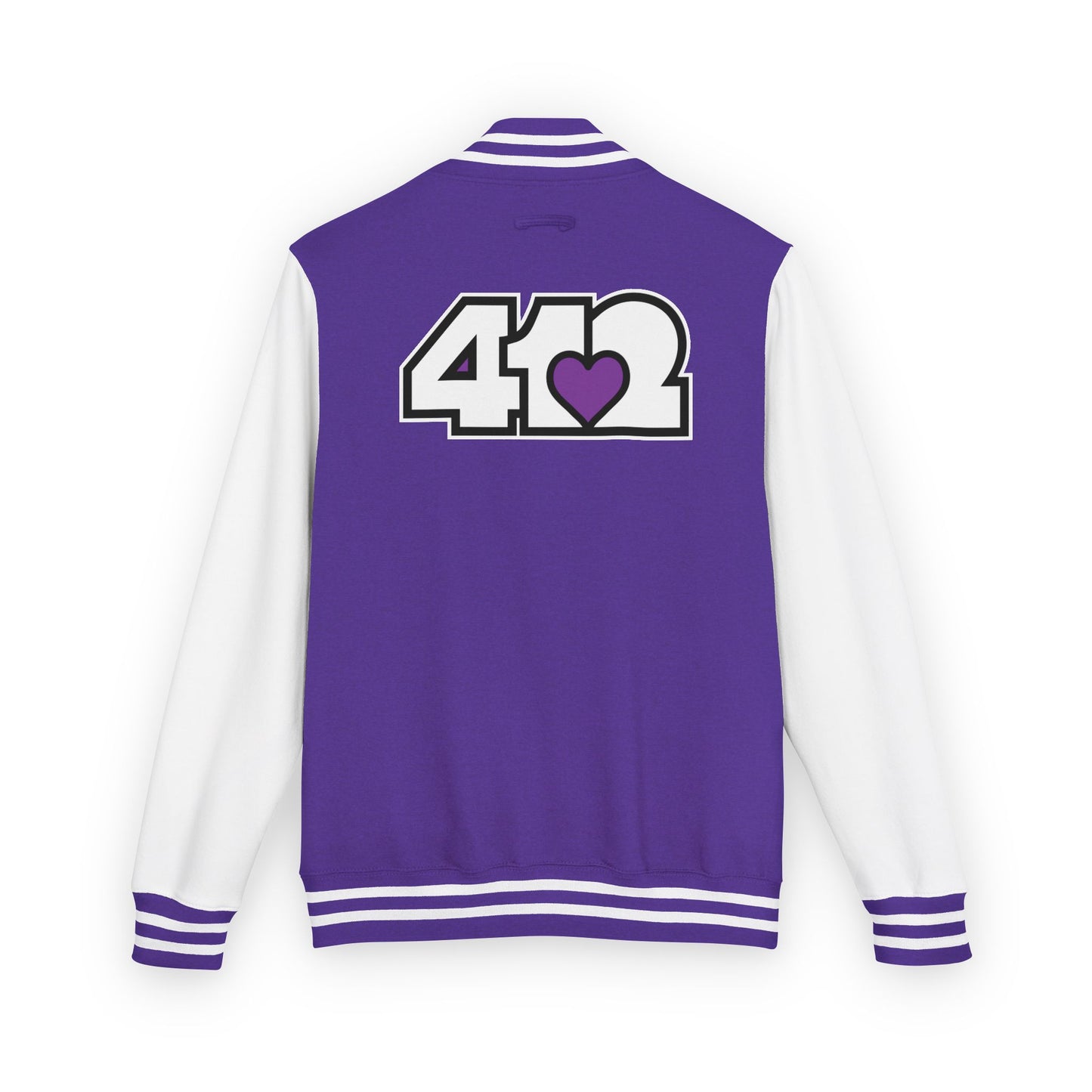 412 Embroidered Letterman Jacket - Purple Heart, White Logo
